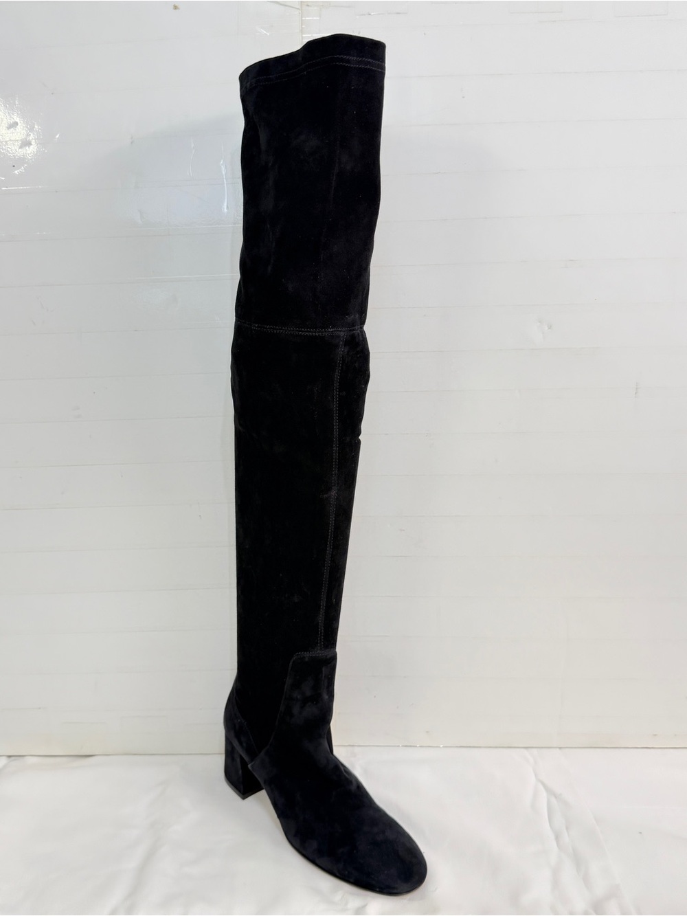 NEW AGL Black Over-the-Knee Suede Block Heel Boots, Size 37